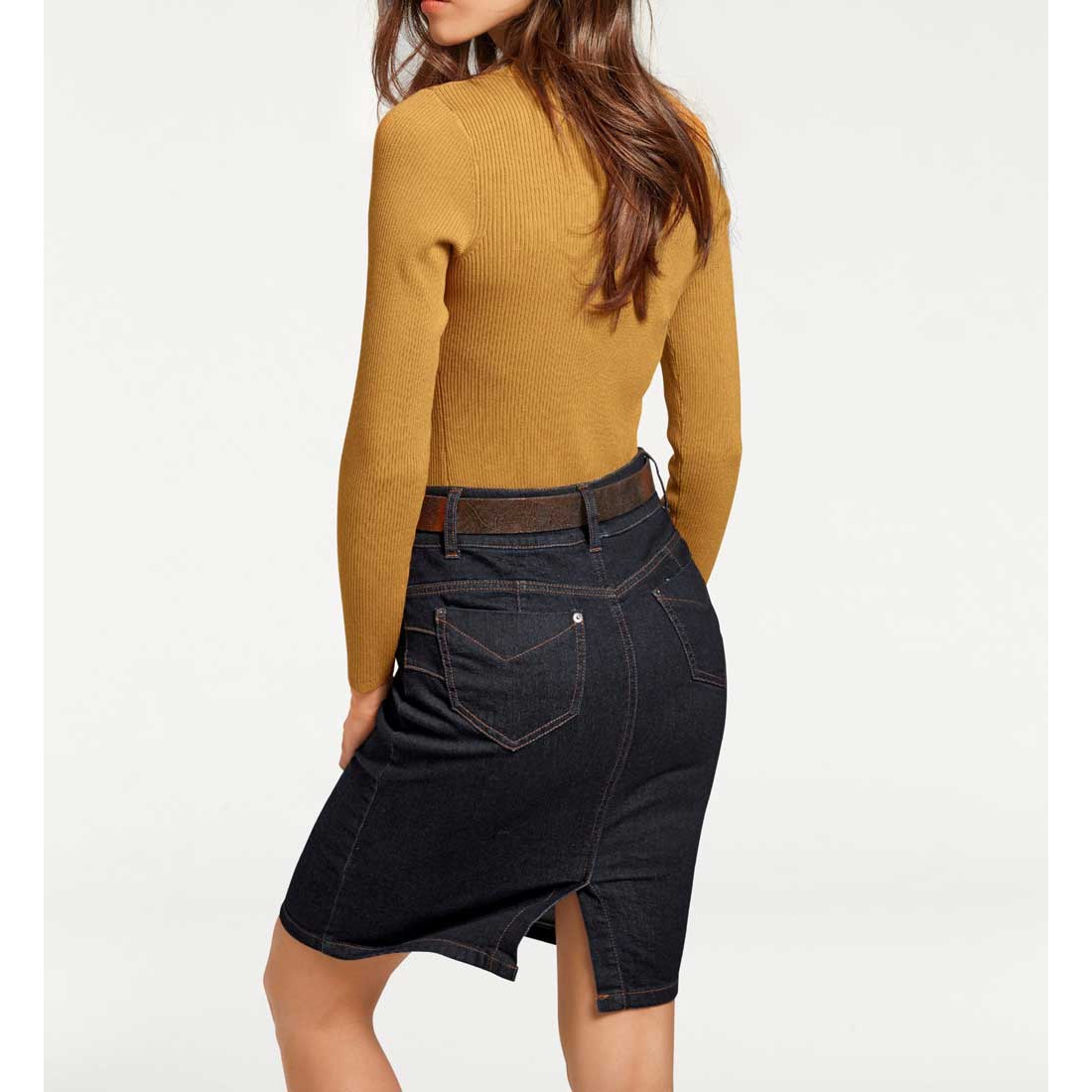Designer-Rippenpullover gelb