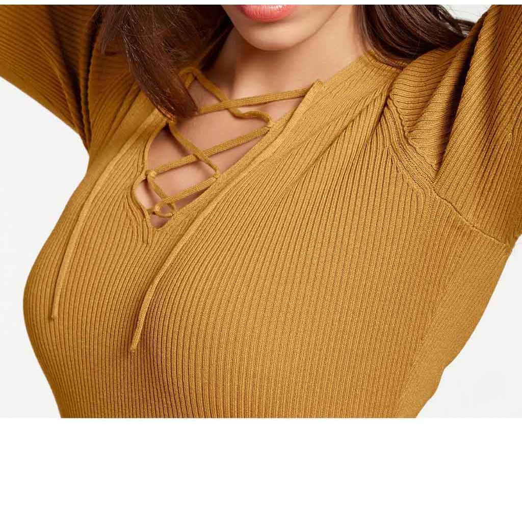 Designer-Rippenpullover gelb