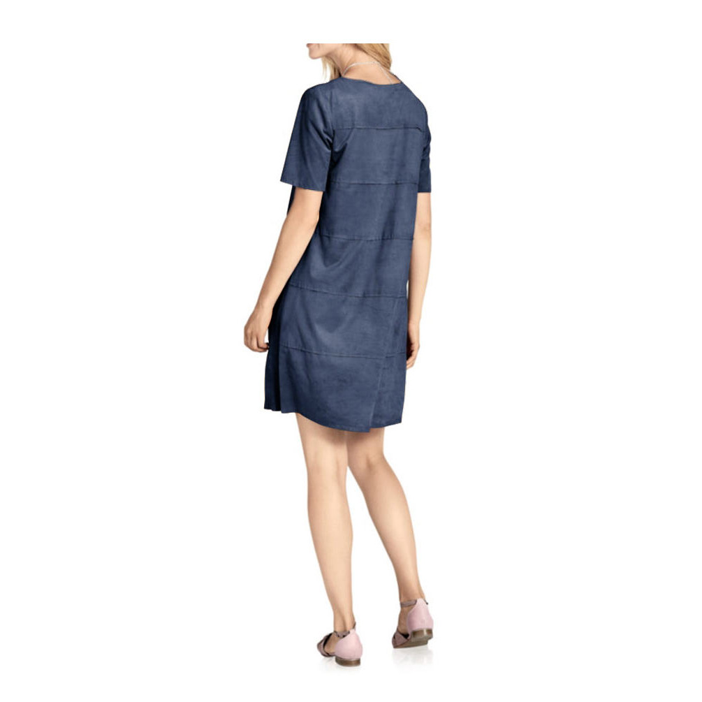 Velourslederimitat-Kleid marine