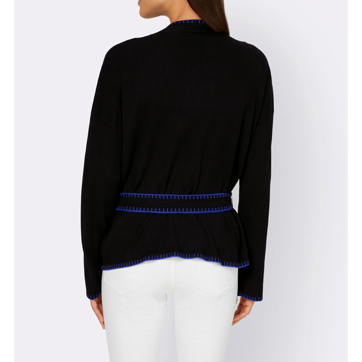 Designer-Strickjacke schwarz-royalblau