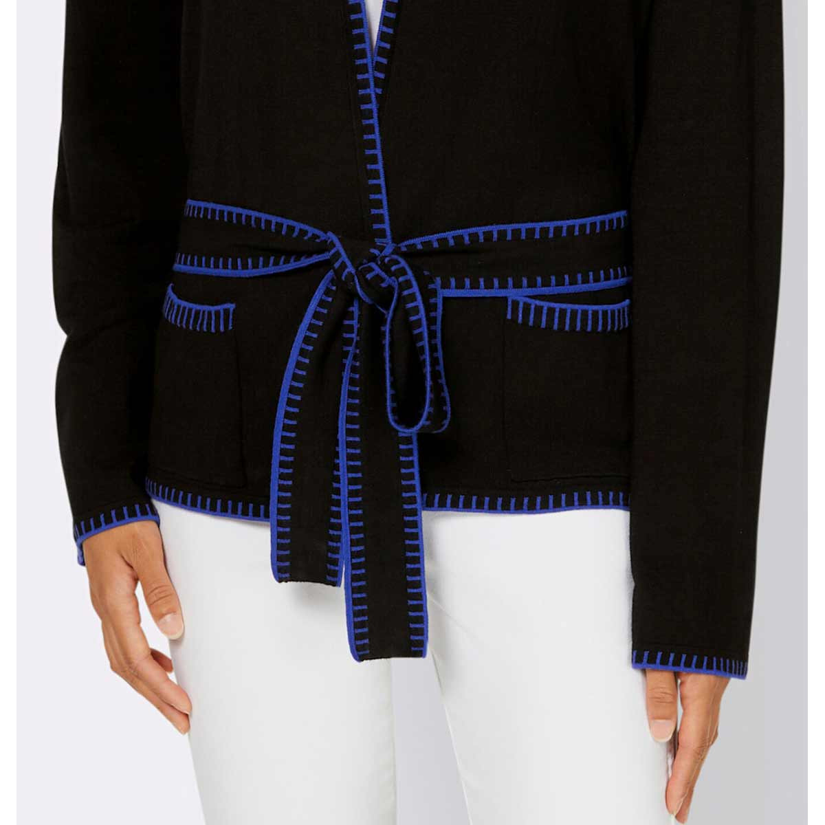 Designer-Strickjacke schwarz-royalblau