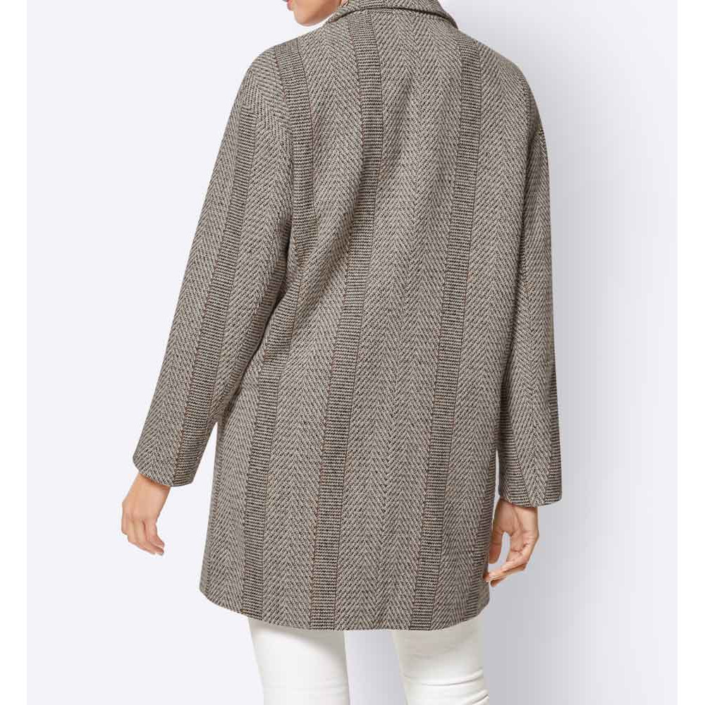 Fischgrat-Longjacke elfenbein-beige-grau