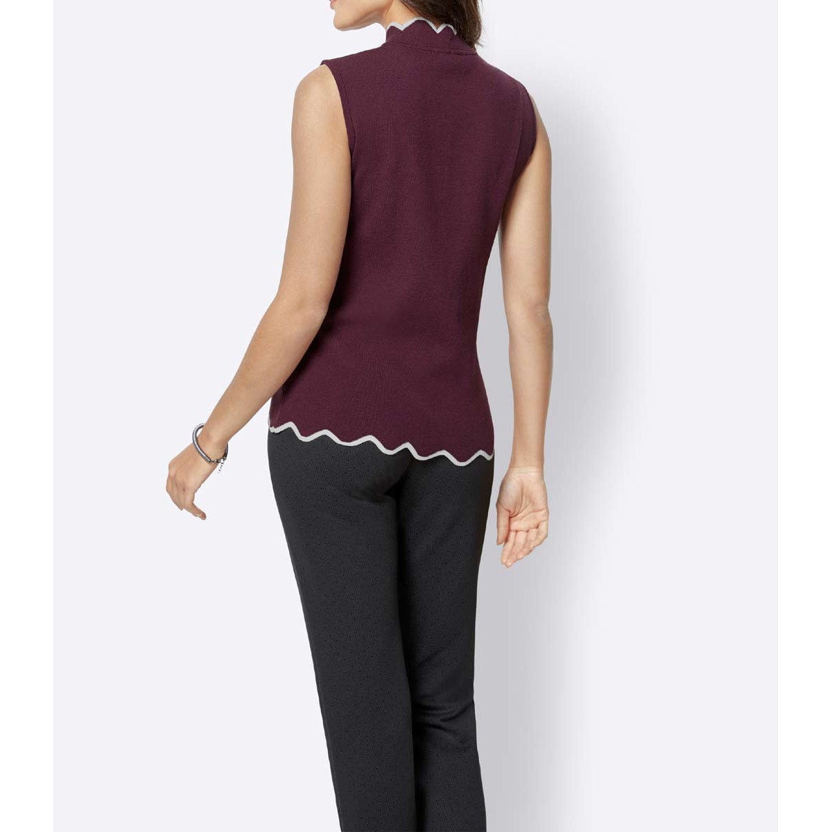 Stricktop bordeaux-ecru