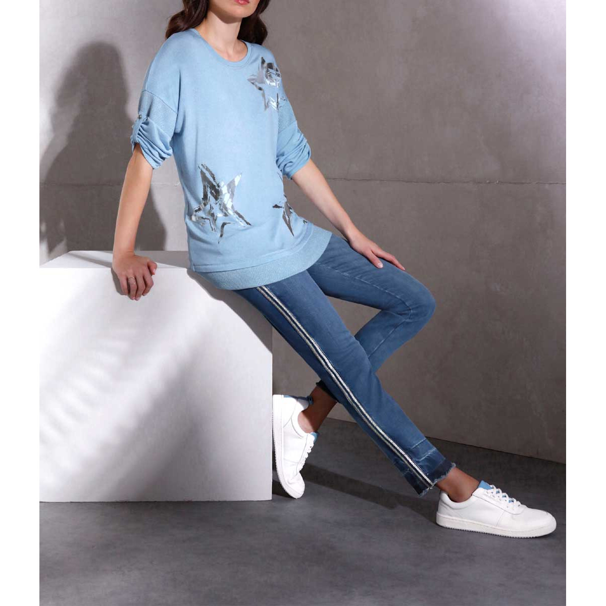Modal-Shirt silber-hellblau