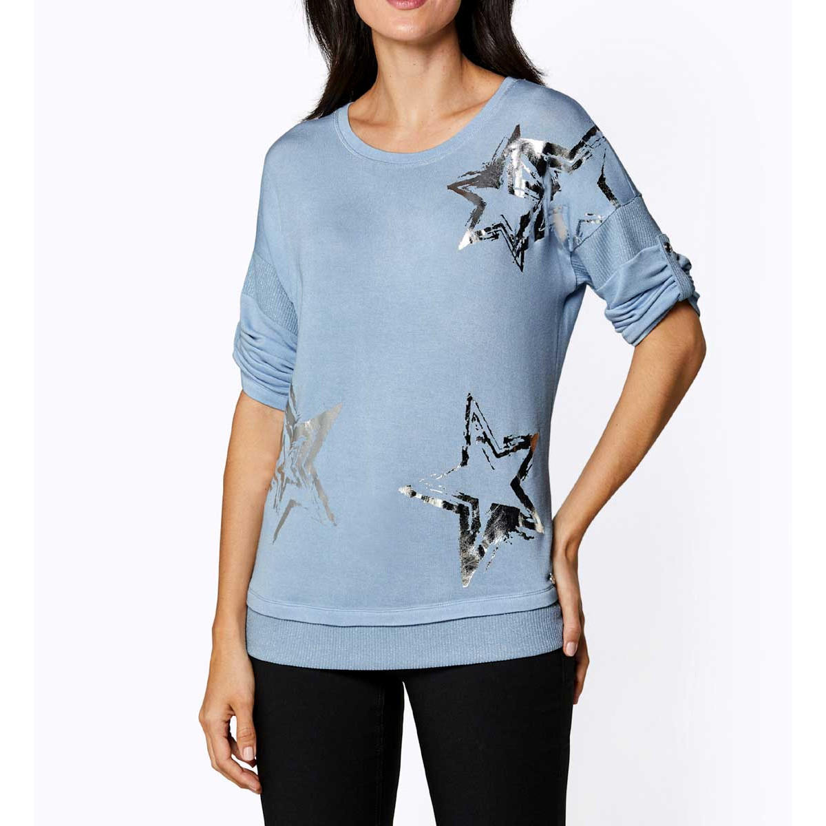 Modal-Shirt silber-hellblau