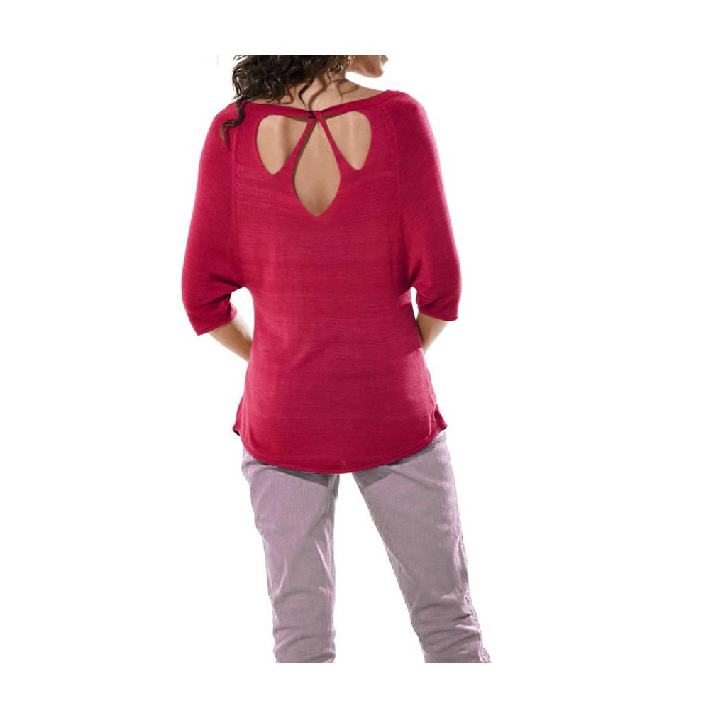 Rückendekolleté-Pullover himbeere