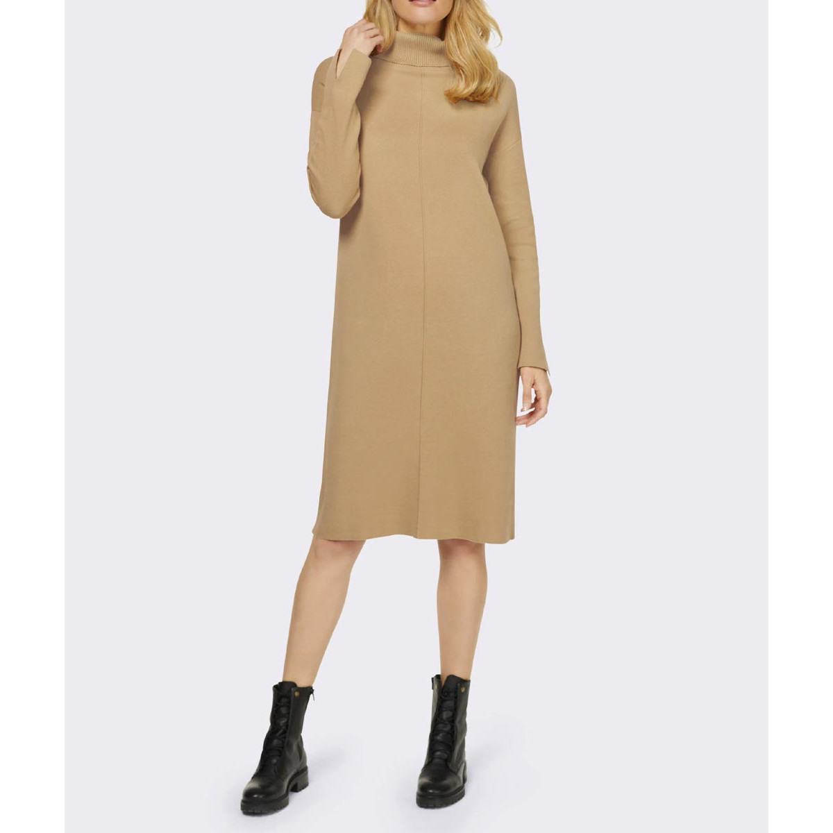Designer-Rollkragen-Strickkleid camel