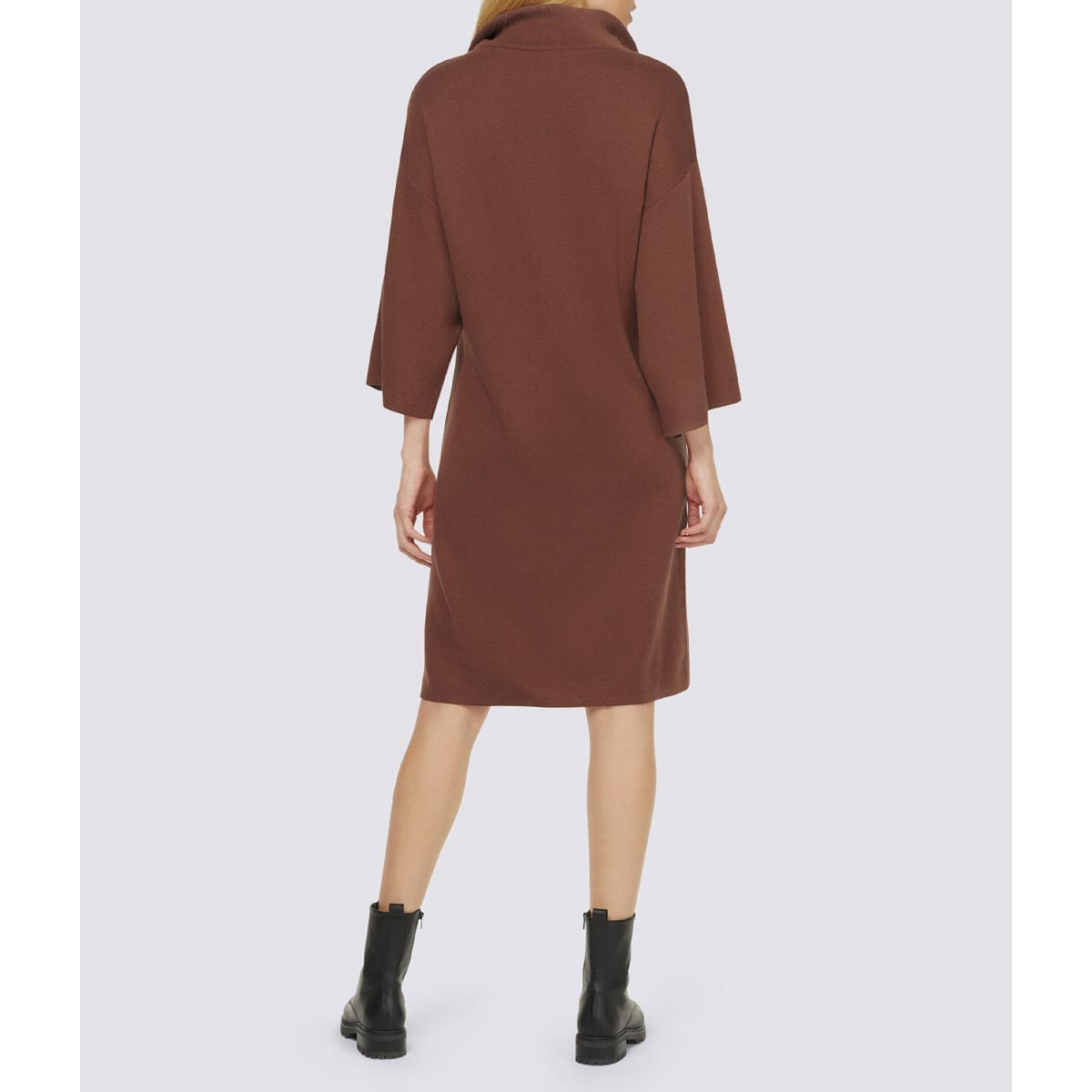 Designer-Troyer-Optik-Strickkleid rotbraun