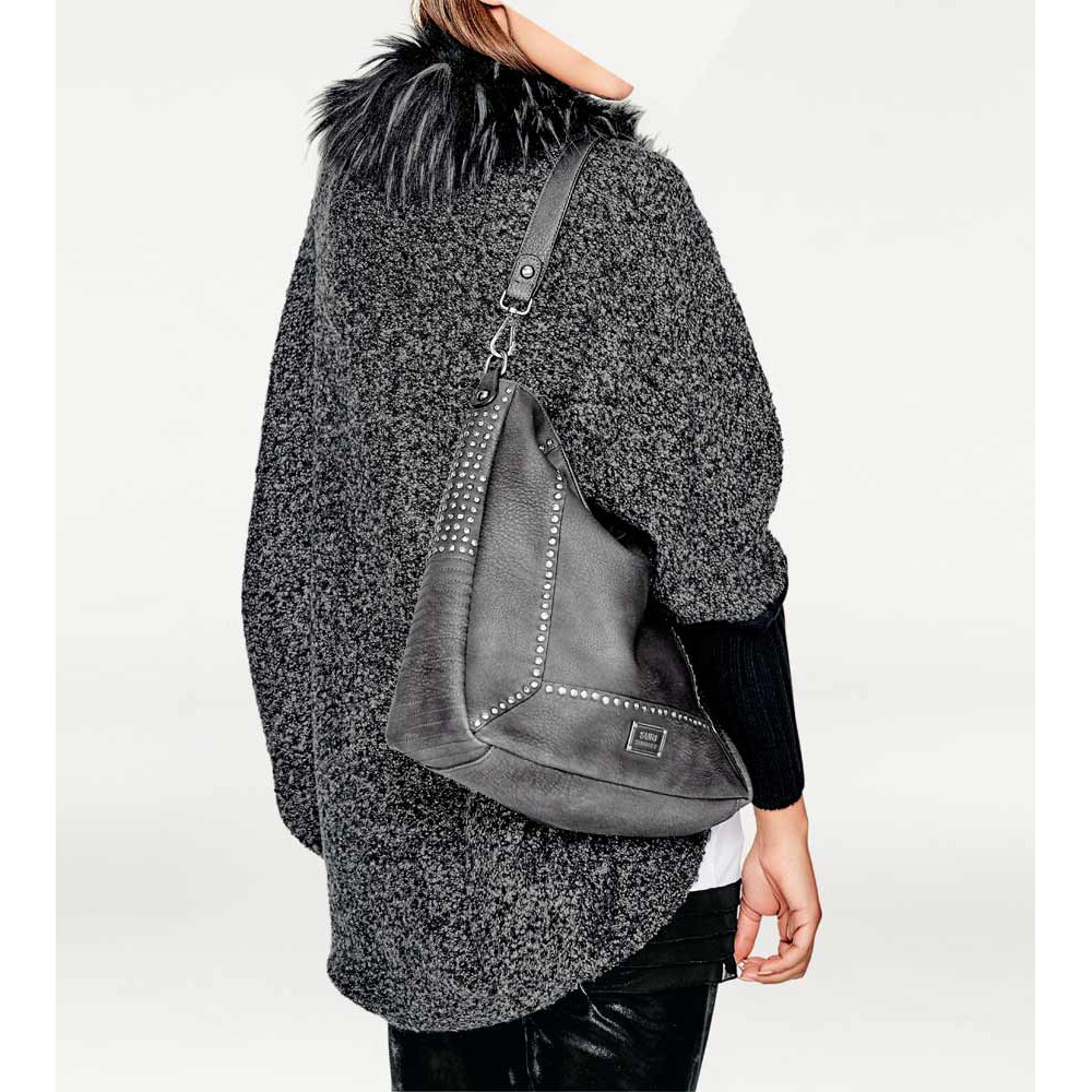 Designer-Cardigan m.Webpelzkragengrau