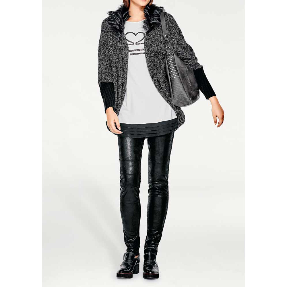 Designer-Cardigan m.Webpelzkragengrau