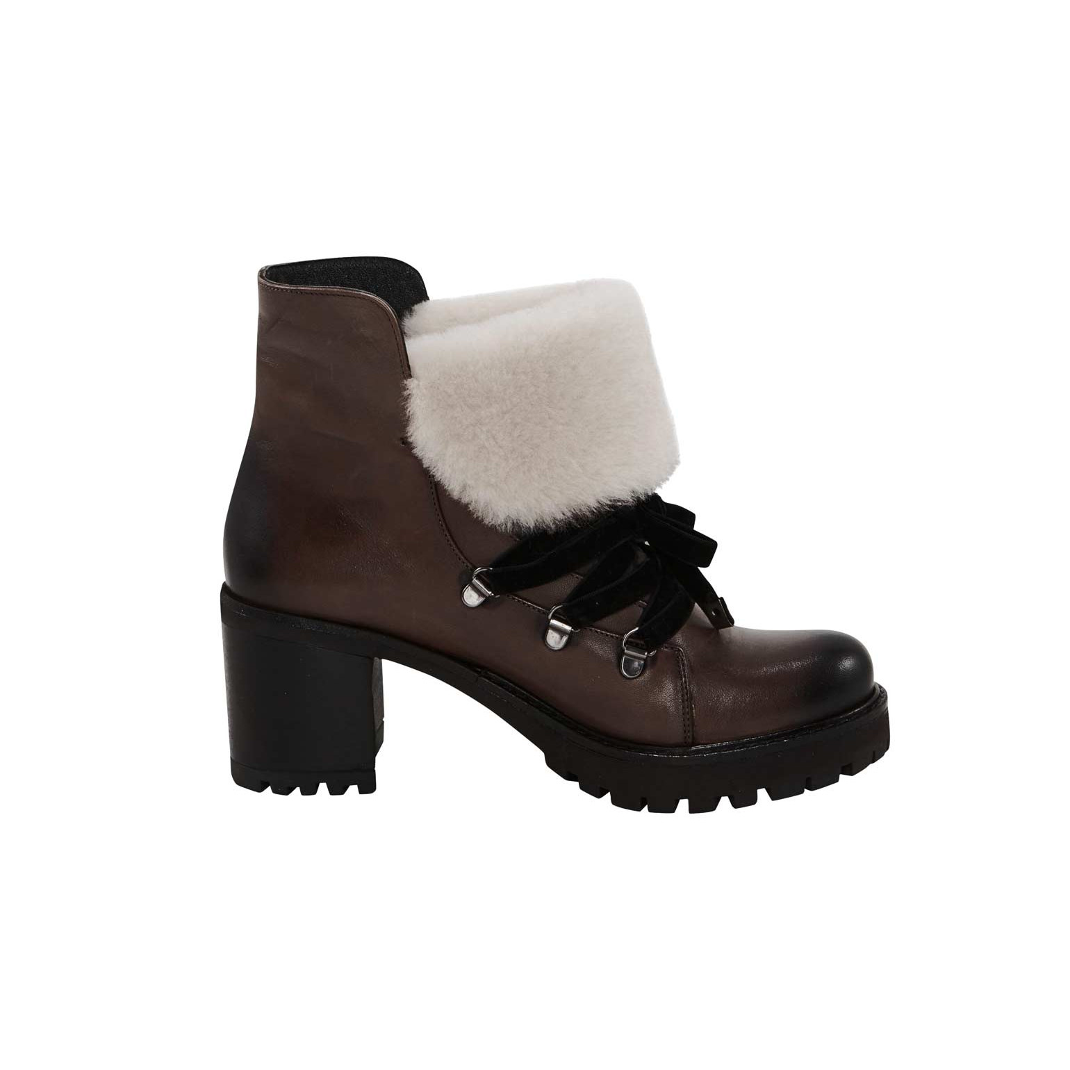 Marken-Stiefelette m. Lammfell braun