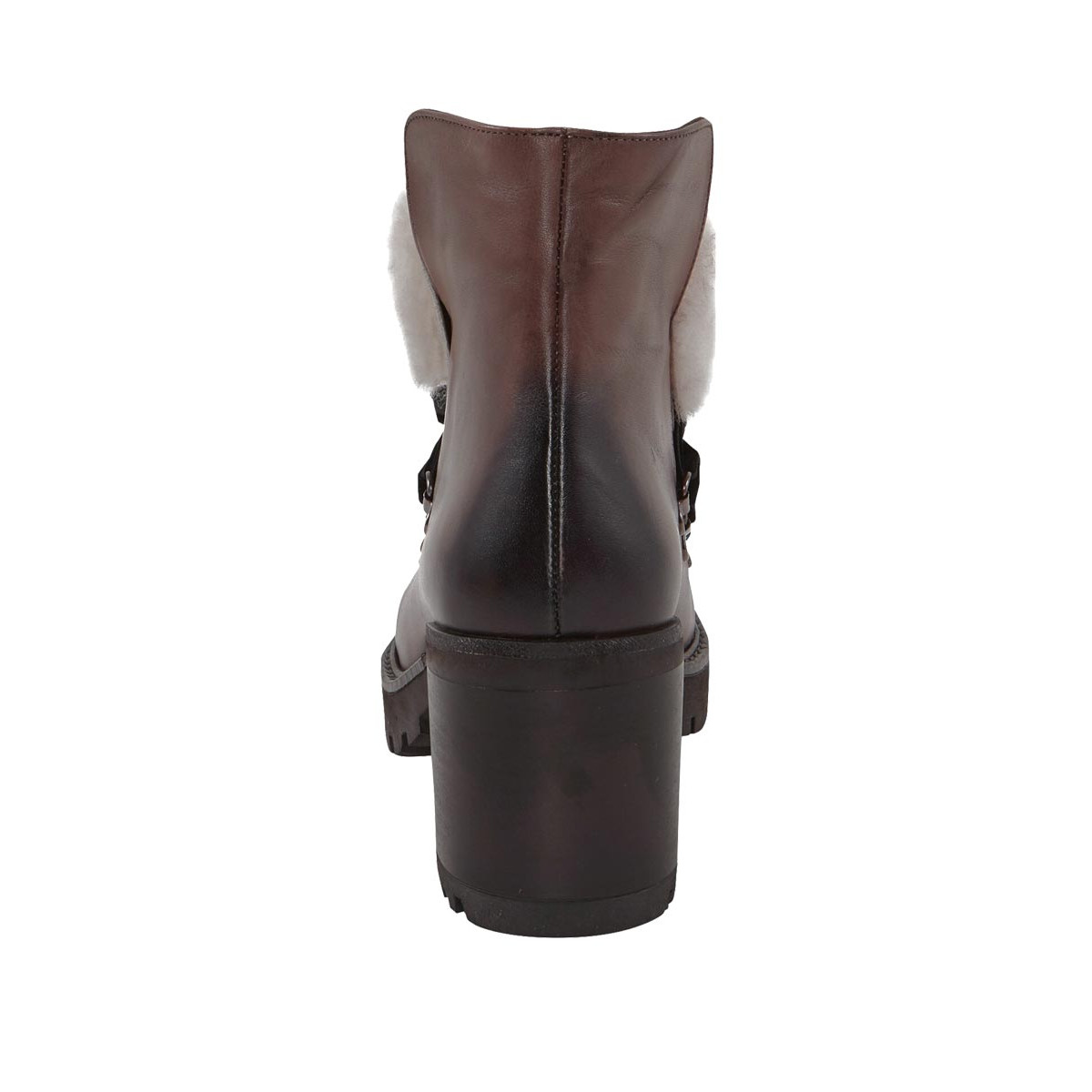 Marken-Stiefelette m. Lammfell braun
