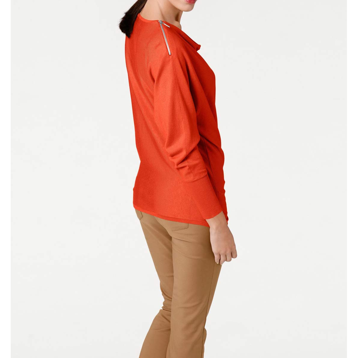 Designer-Reißverschlußpullover koralle