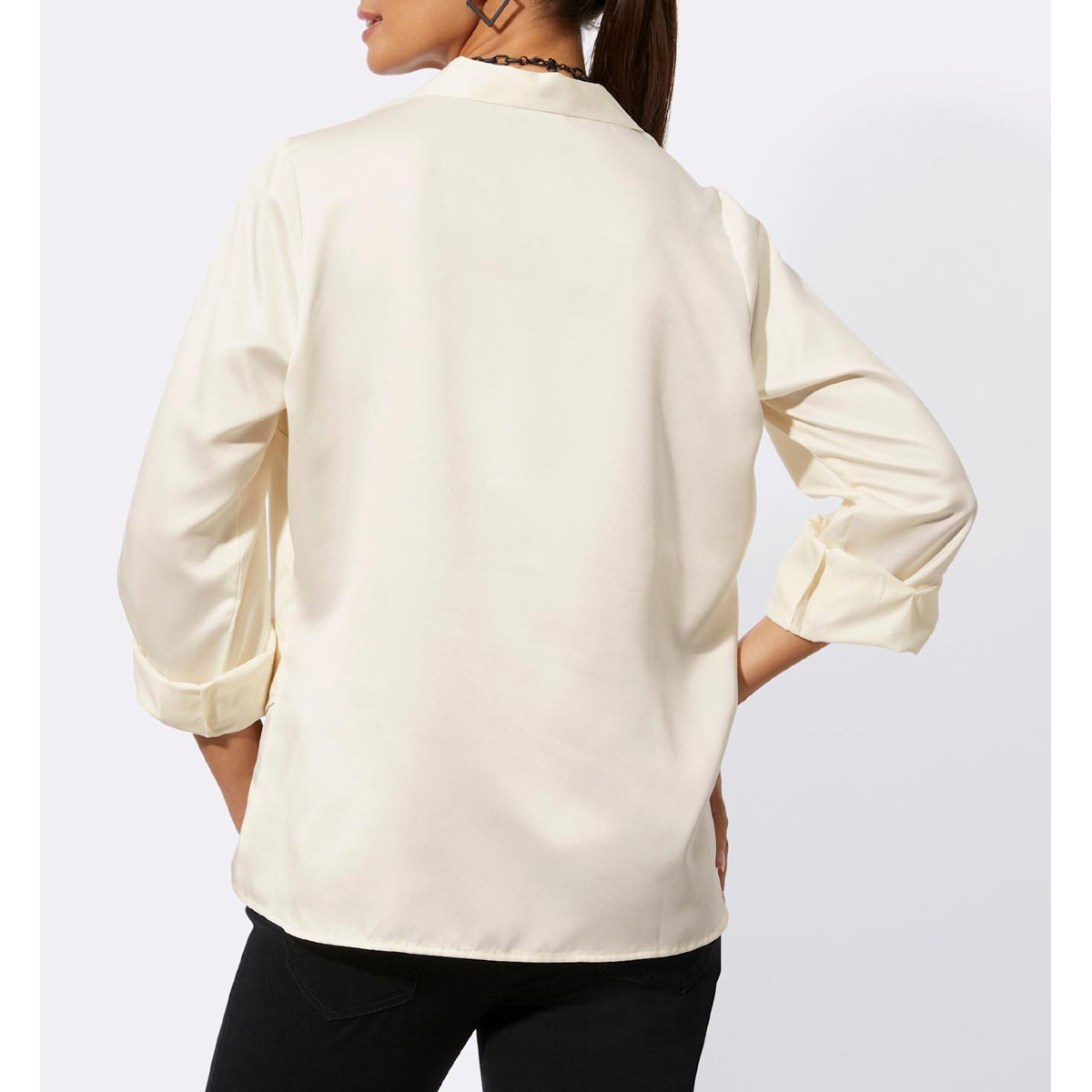 Satinbluse mit Glitzersteinchen champagner