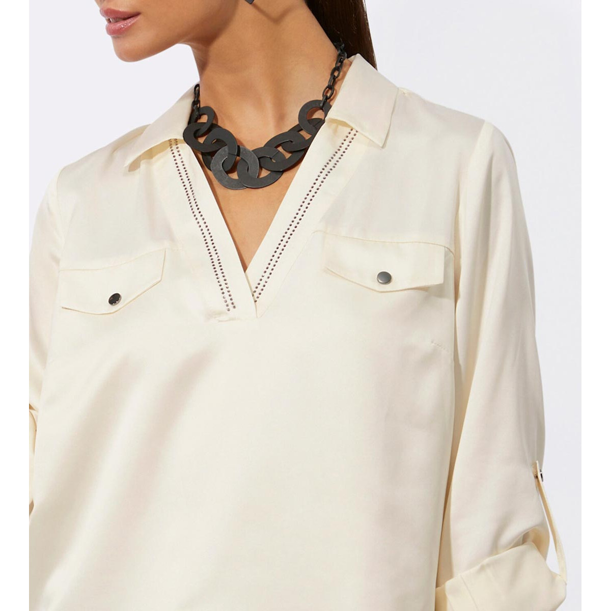 Satinbluse mit Glitzersteinchen champagner