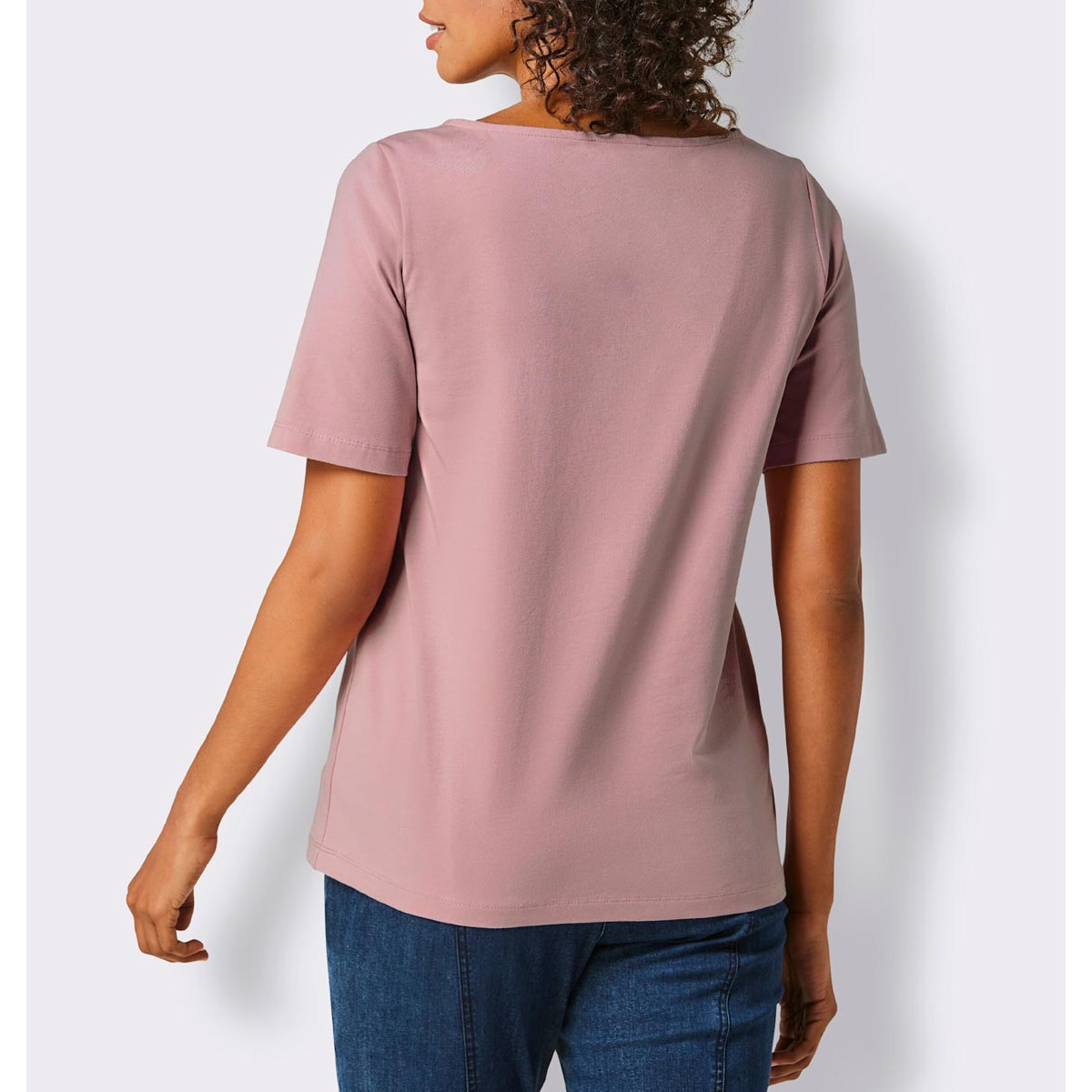 Pima-Baumwolle-Stretchshirt m. Strass hortensie