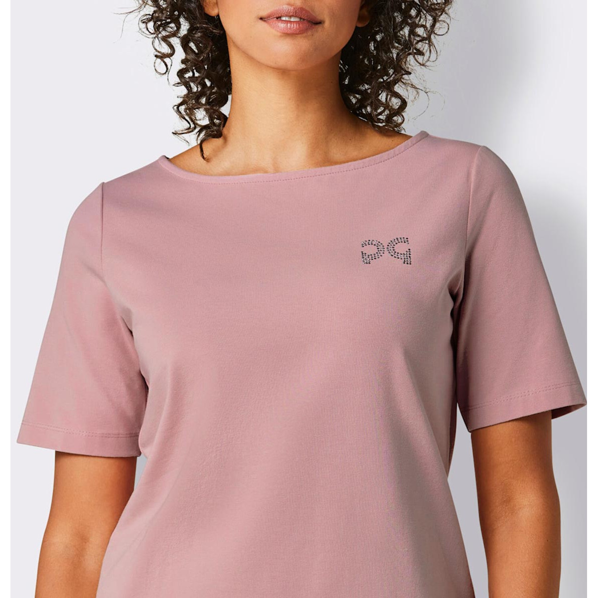 Pima-Baumwolle-Stretchshirt m. Strass hortensie