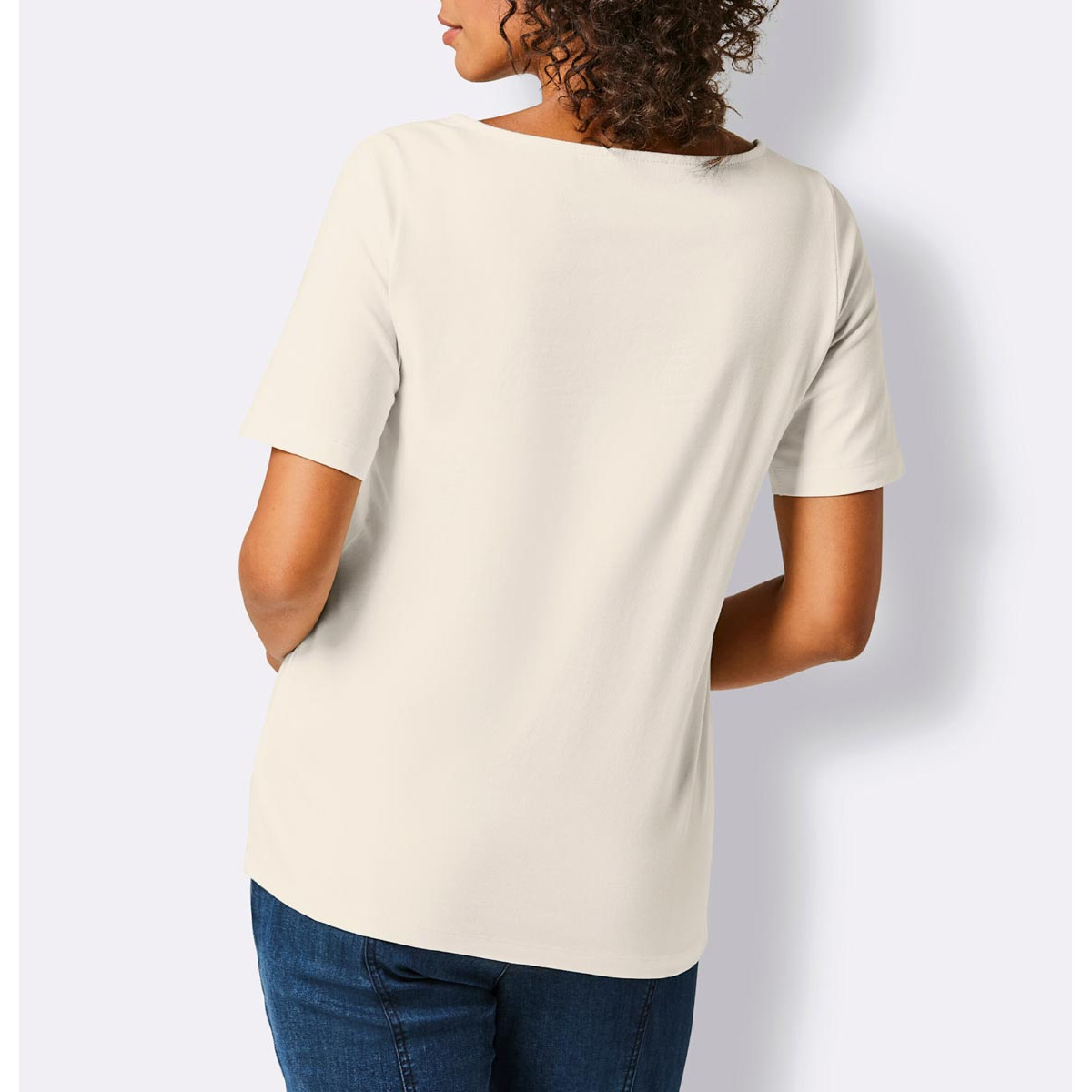Pima-Baumwolle-Stretchshirt m. Strass champagner