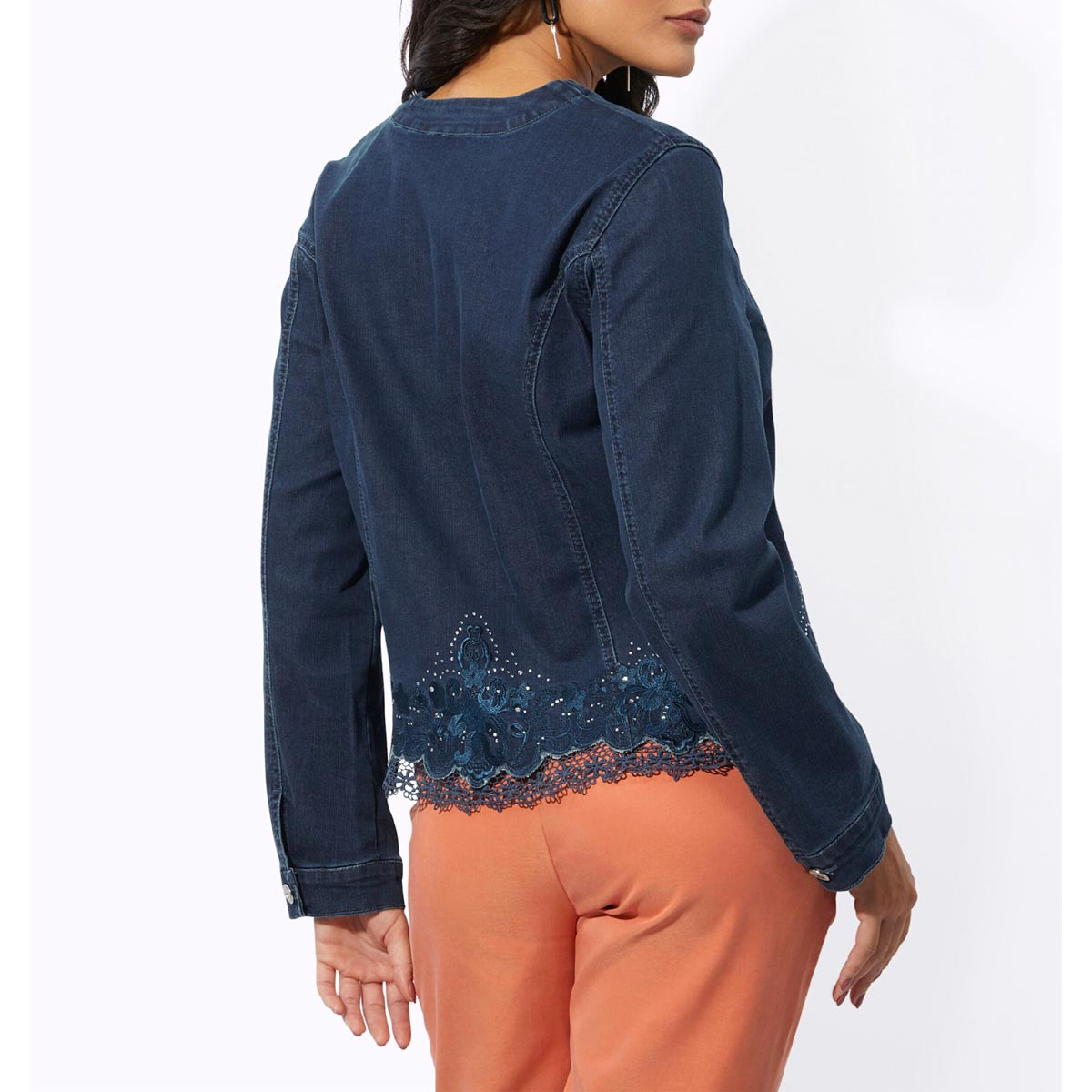 Jeansblazer m. Stickerei blue-stone-washed