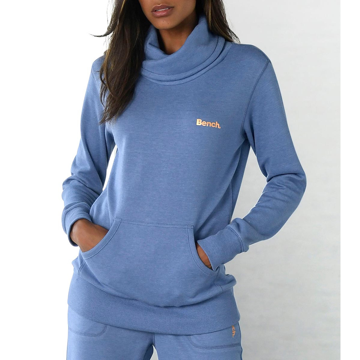 Marken-Sweatshirt m. Stehkragen jeansblau