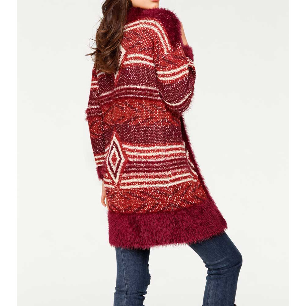 Strickjacke bordeaux-rot-weiß