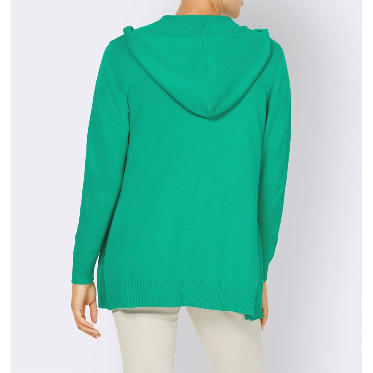 Feinstrickjacke m. Kapuze grün