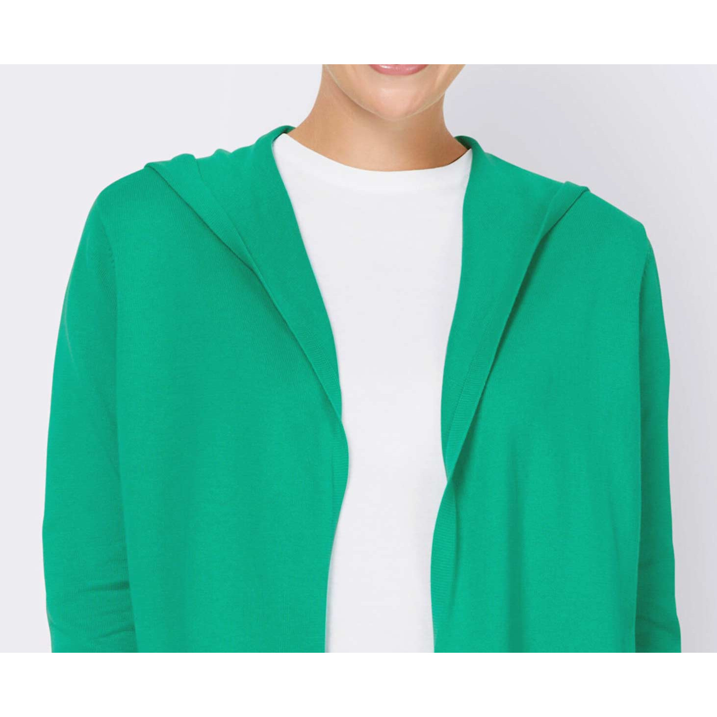 Feinstrickjacke m. Kapuze grün