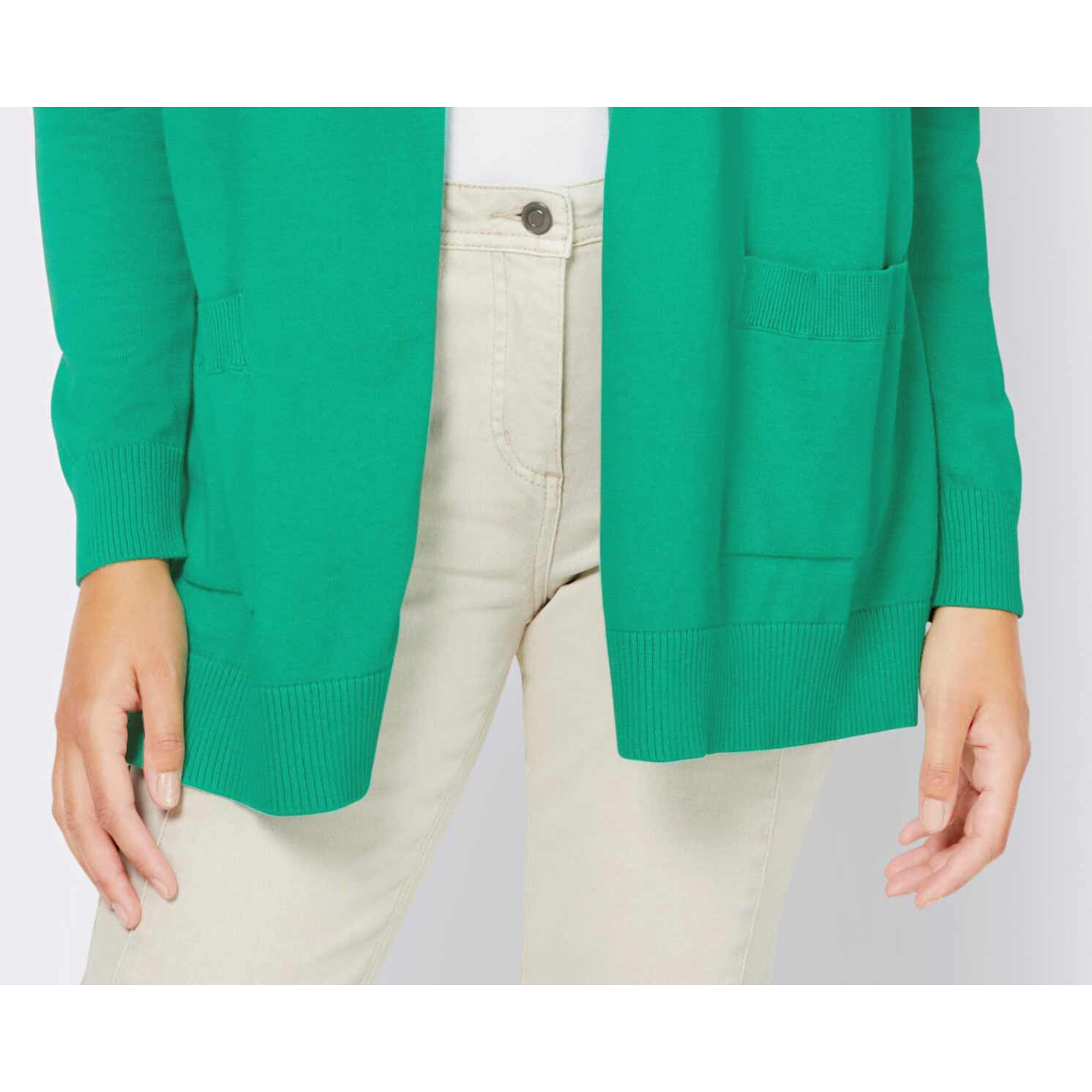 Feinstrickjacke m. Kapuze grün