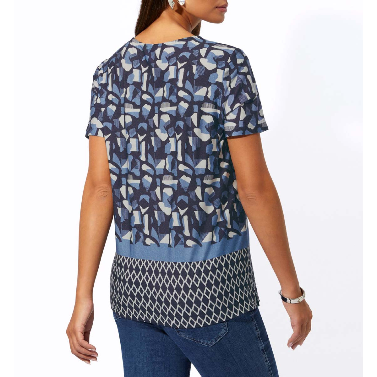 Lyocell-Druckshirt mittelblau-marine