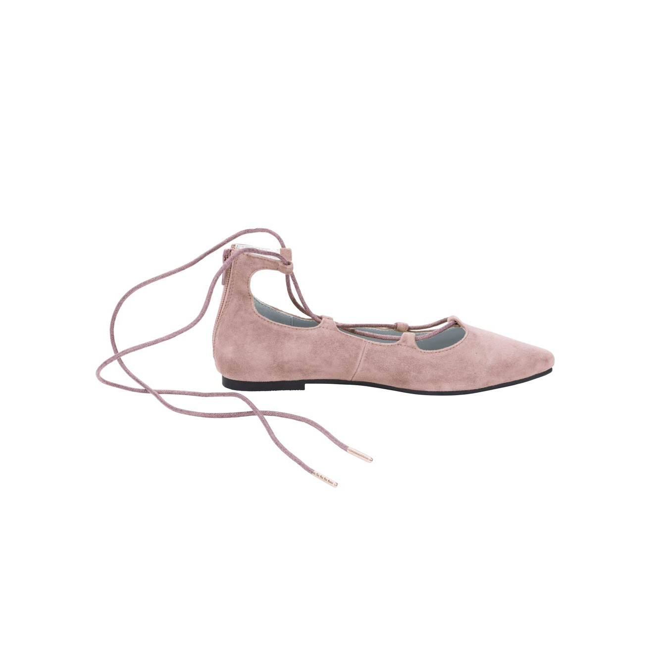 Veloursleder-Ballerina rosé