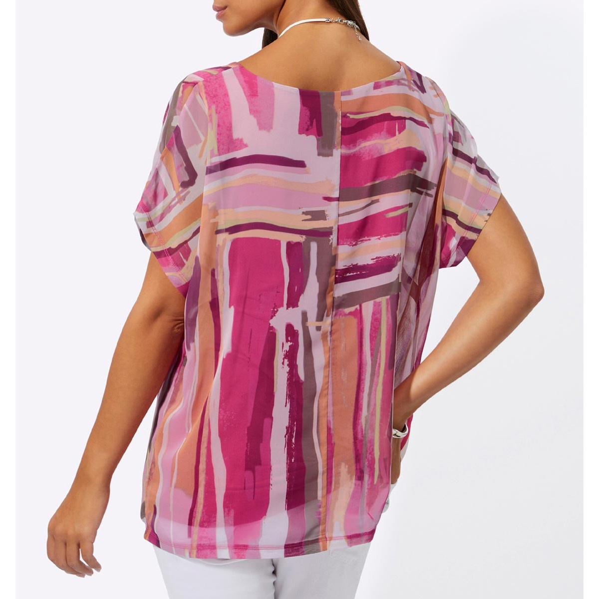 Chiffonbluse mit eingenähtem Top fuchsia-pude
