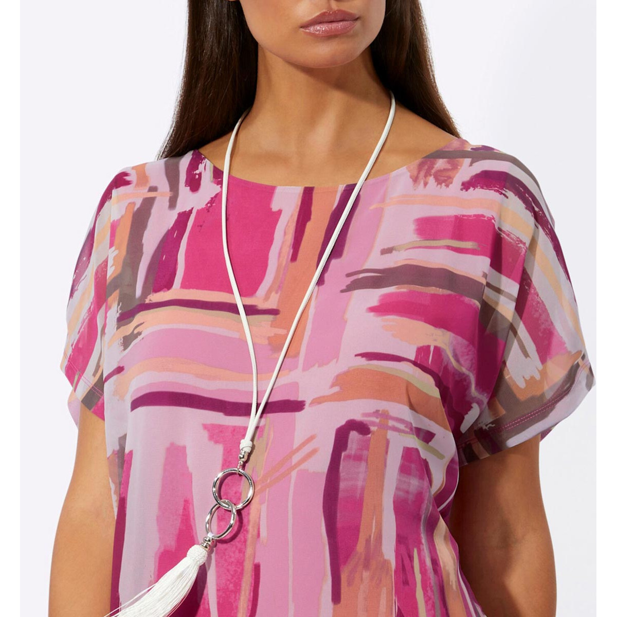 Chiffonbluse mit eingenähtem Top fuchsia-pude