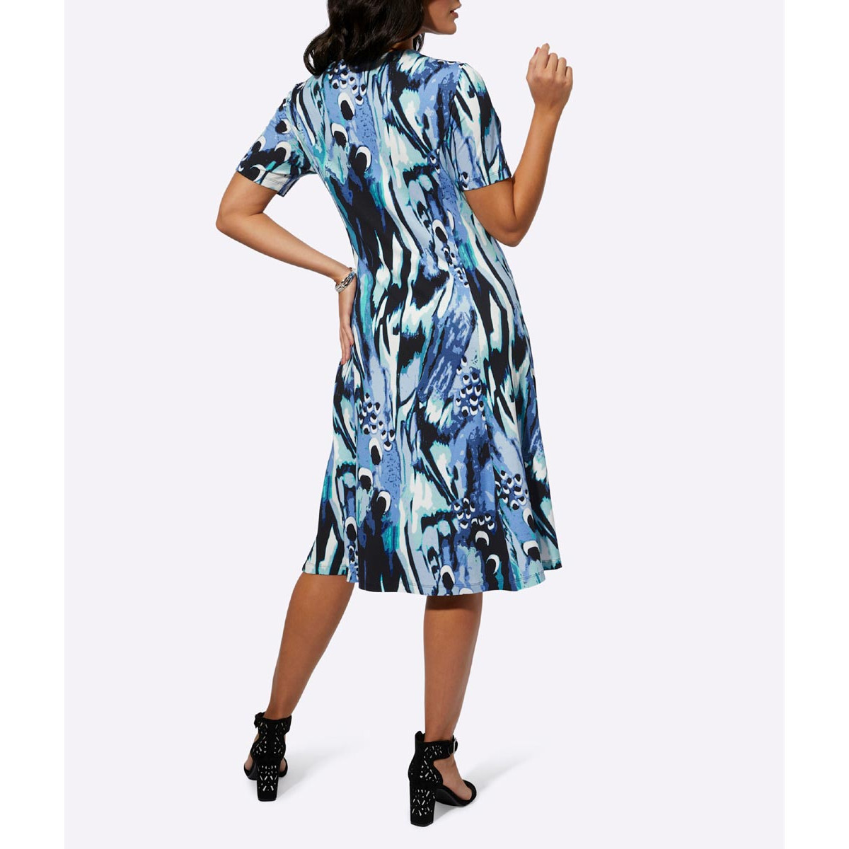 Lyocell-Jersey-Druckkleid blau-gemustert