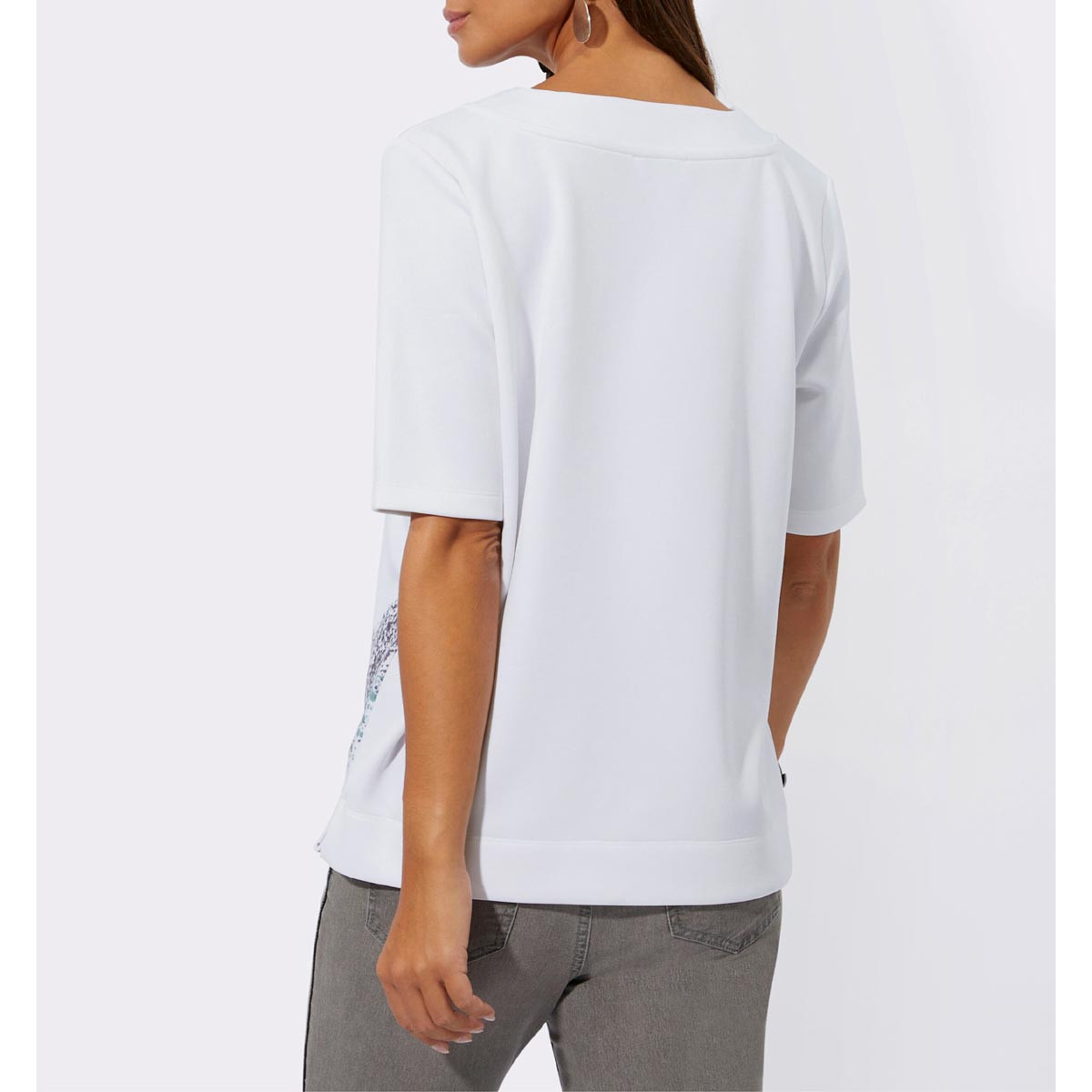 Sweatshirt m. Seitenschlitzen ecru-anthrazit