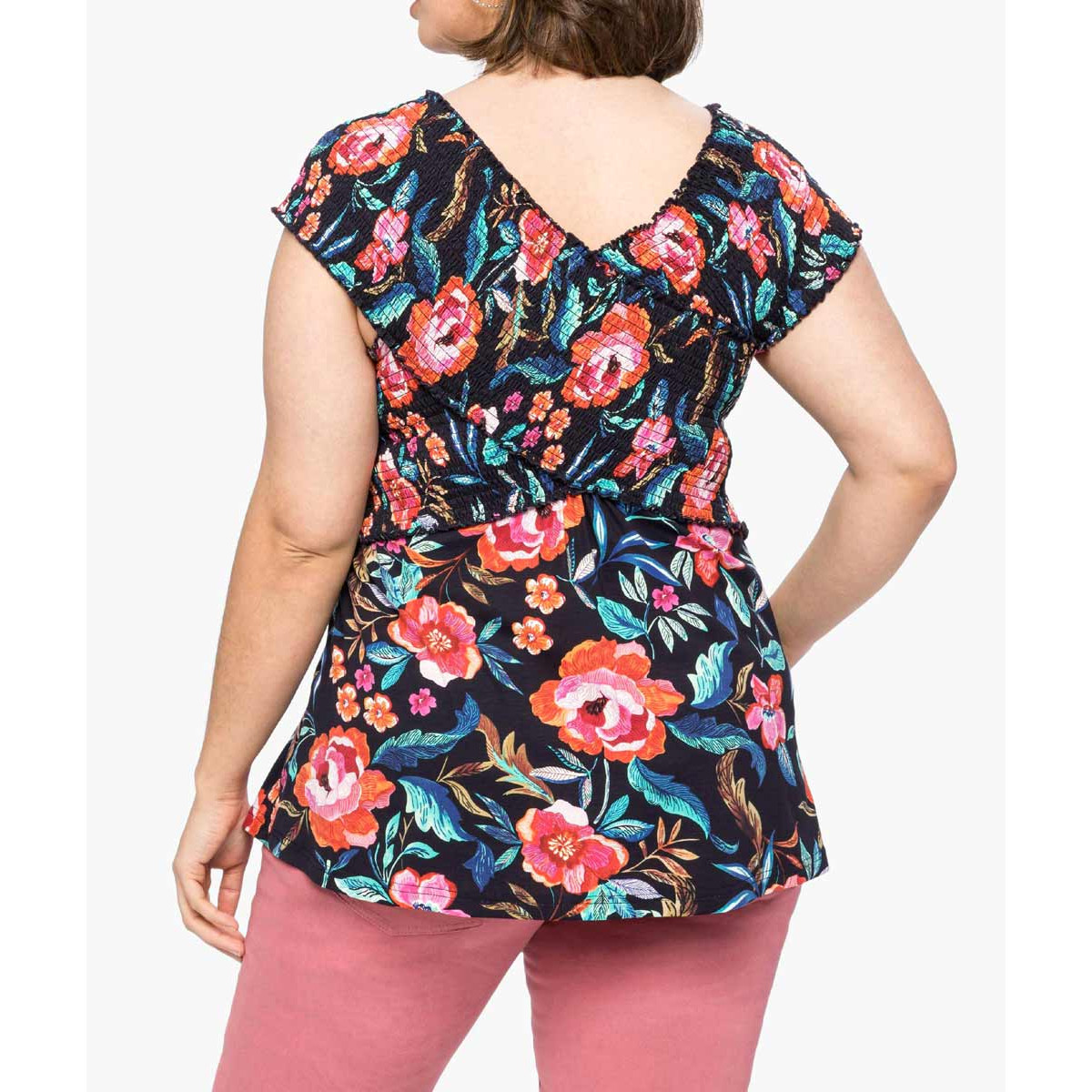 Shirt mit Blumendruck in Wickeloptik