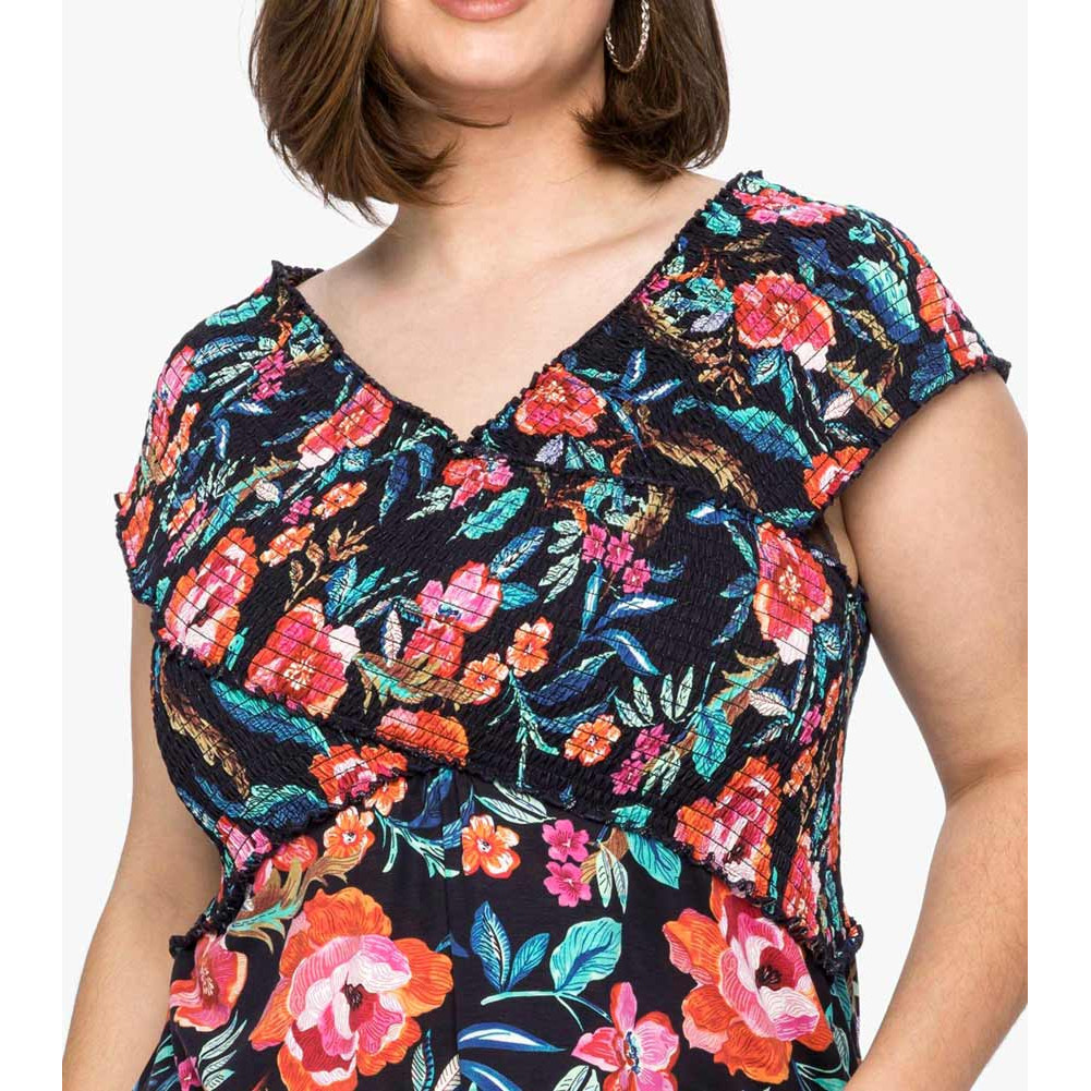Shirt mit Blumendruck in Wickeloptik