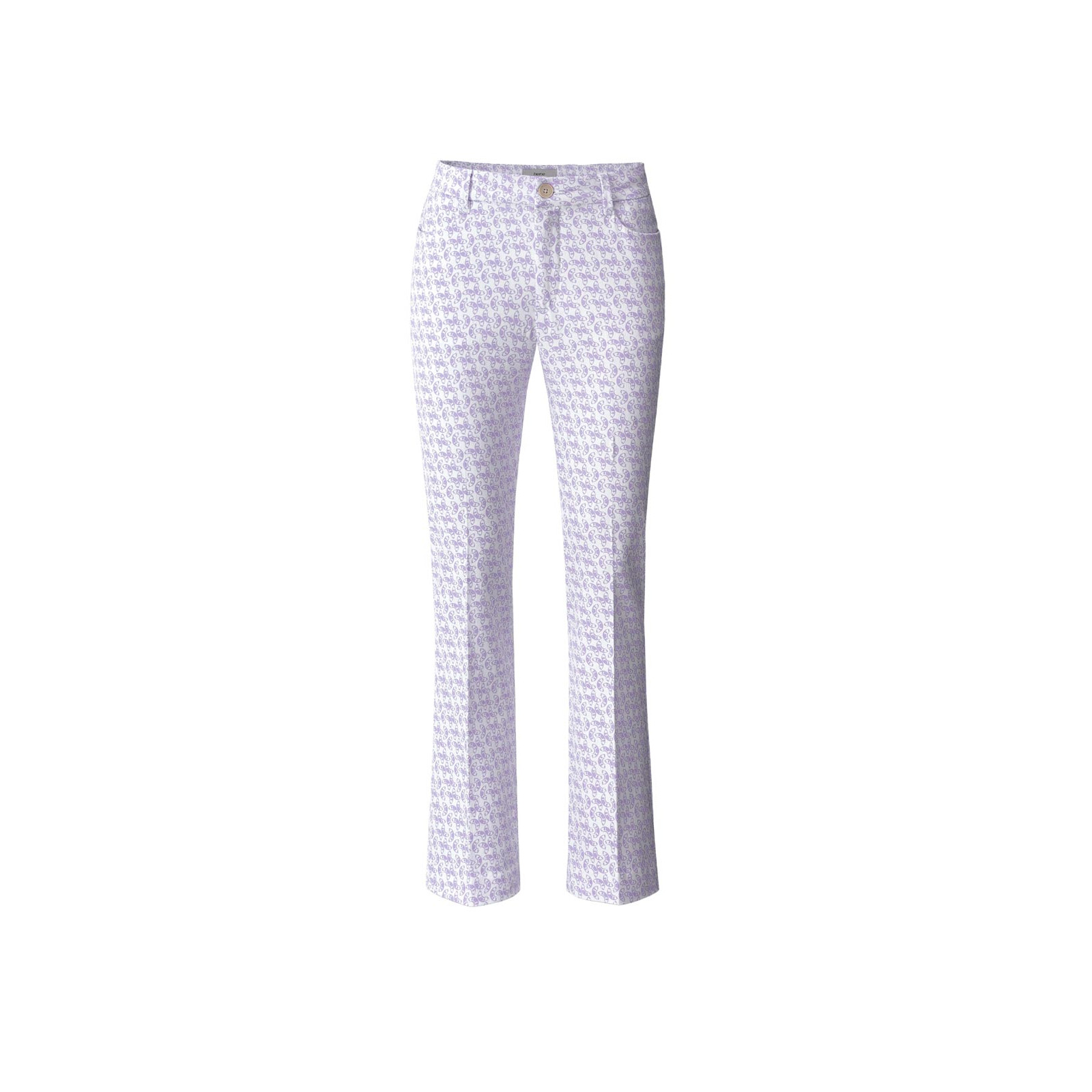 Druck-Stretchhose flieder-ecru