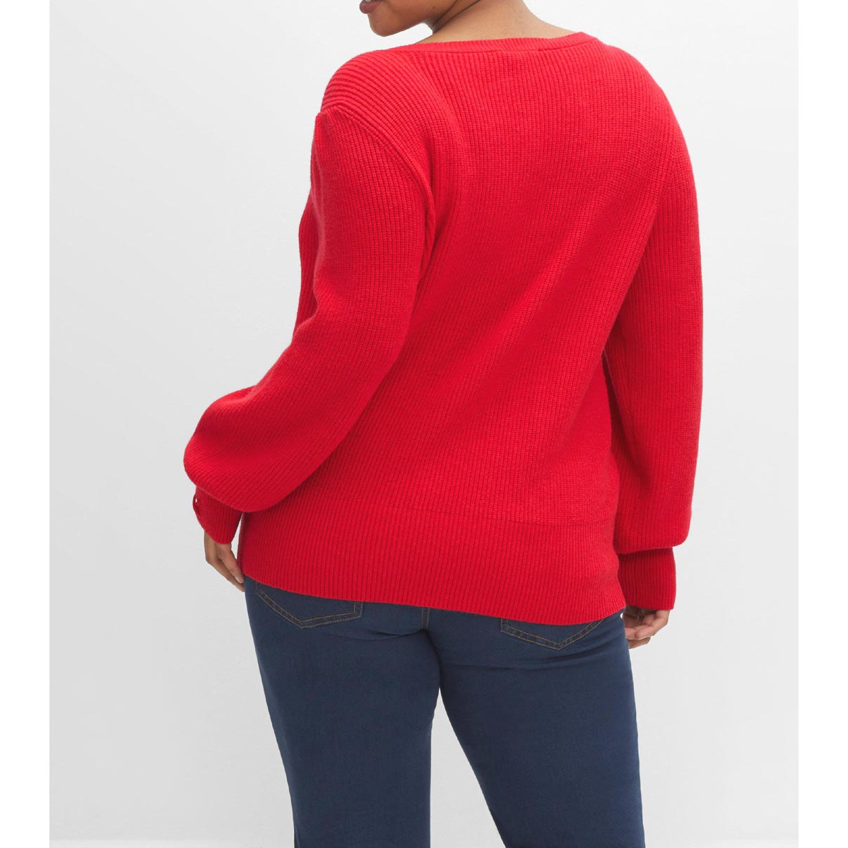 Pullover m.Schmuckschnürung mohnrot
