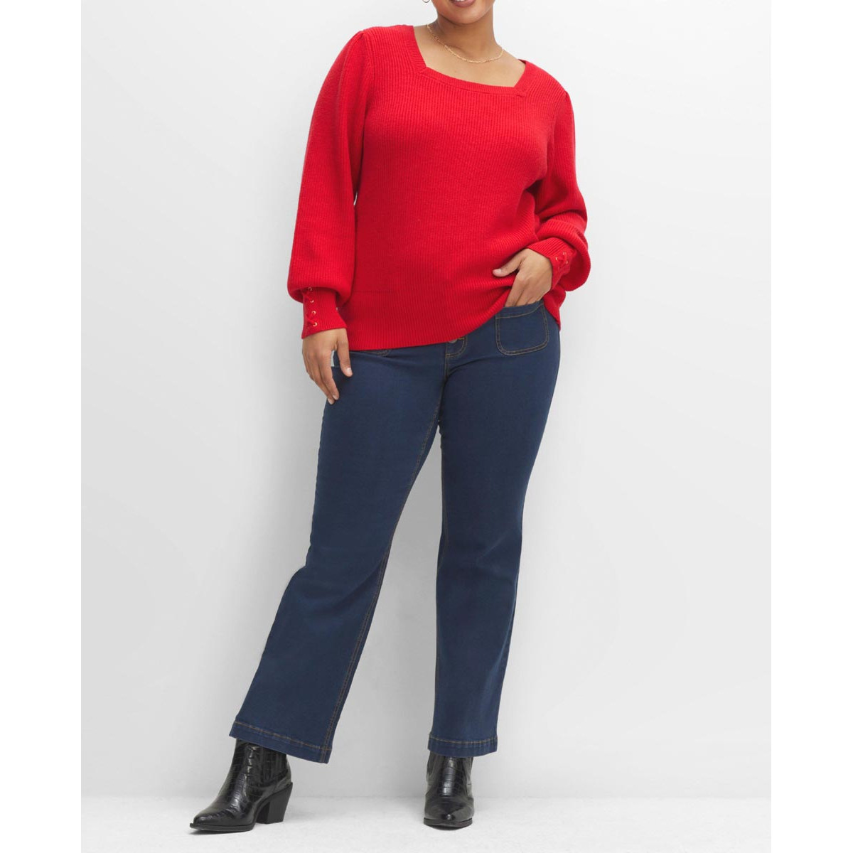 Pullover m.Schmuckschnürung mohnrot