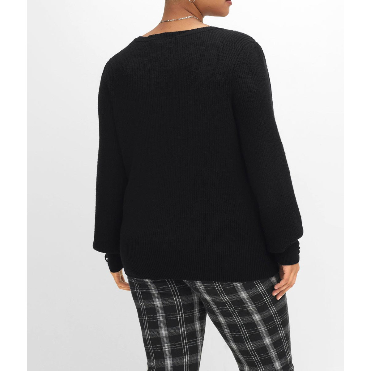 Pullover m.Schmuckschnürung schwarz