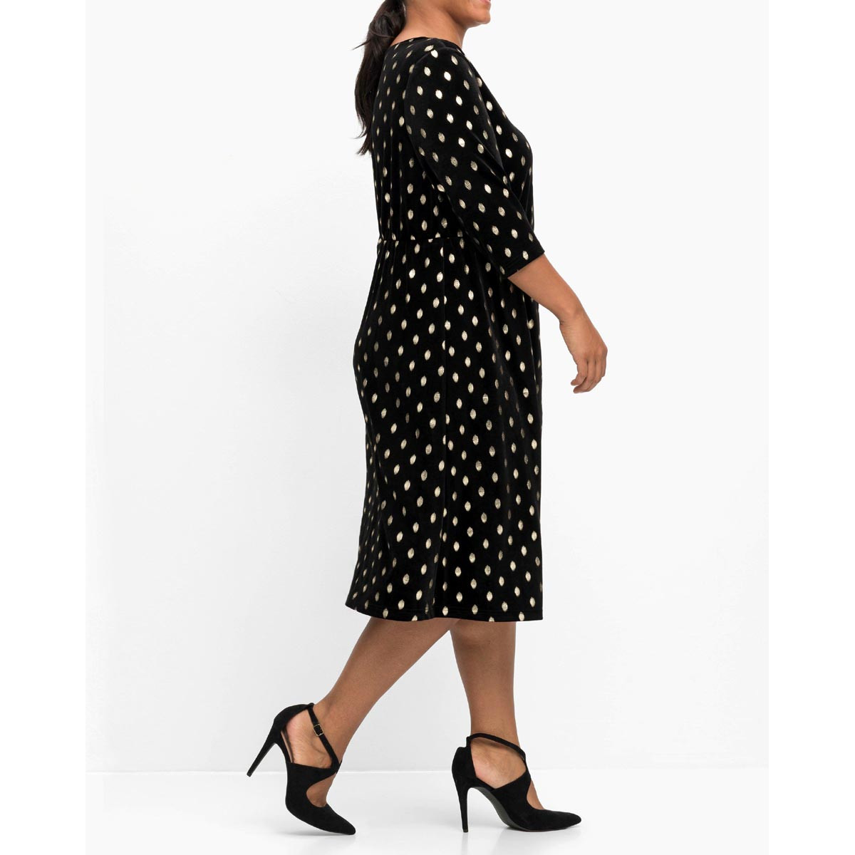 Abend-Jersey-Samtkleid schwarz-gold