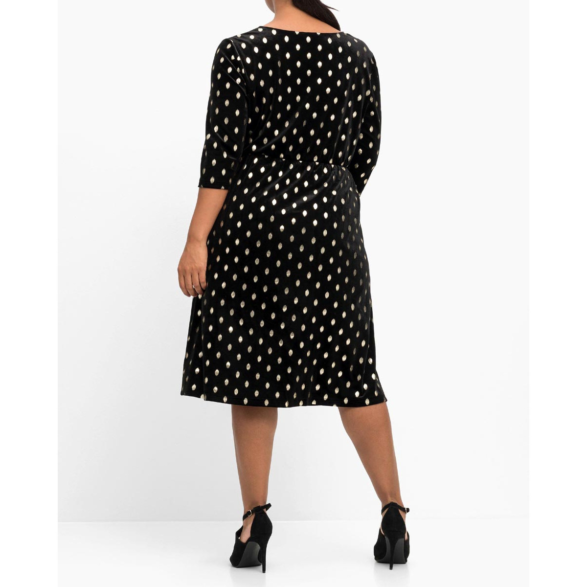 Abend-Jersey-Samtkleid schwarz-gold