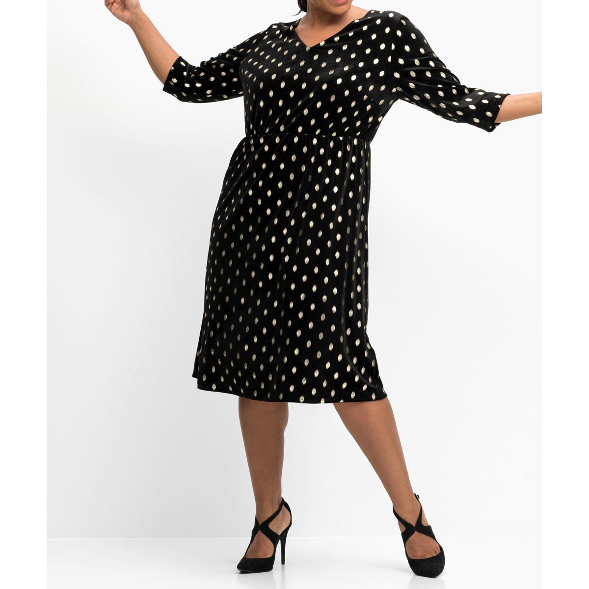 Abend-Jersey-Samtkleid schwarz-gold