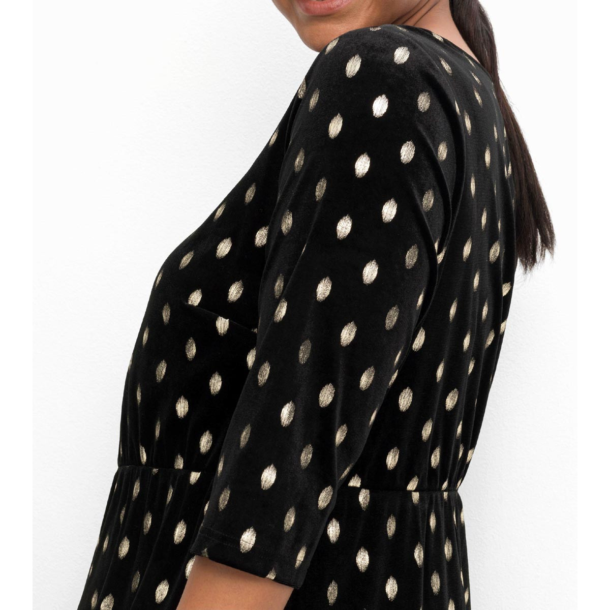 Abend-Jersey-Samtkleid schwarz-gold