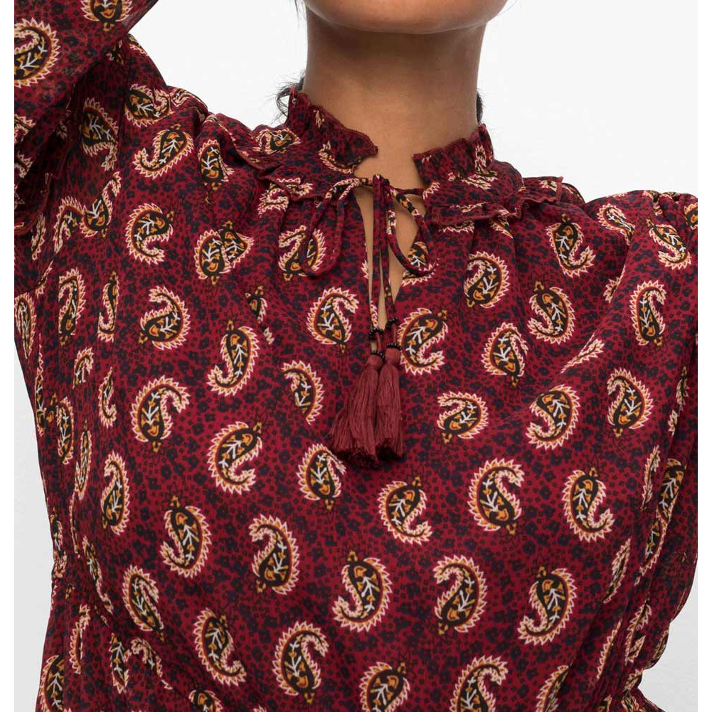Marken-Chiffon-Druckkleid m.Volant rostrot