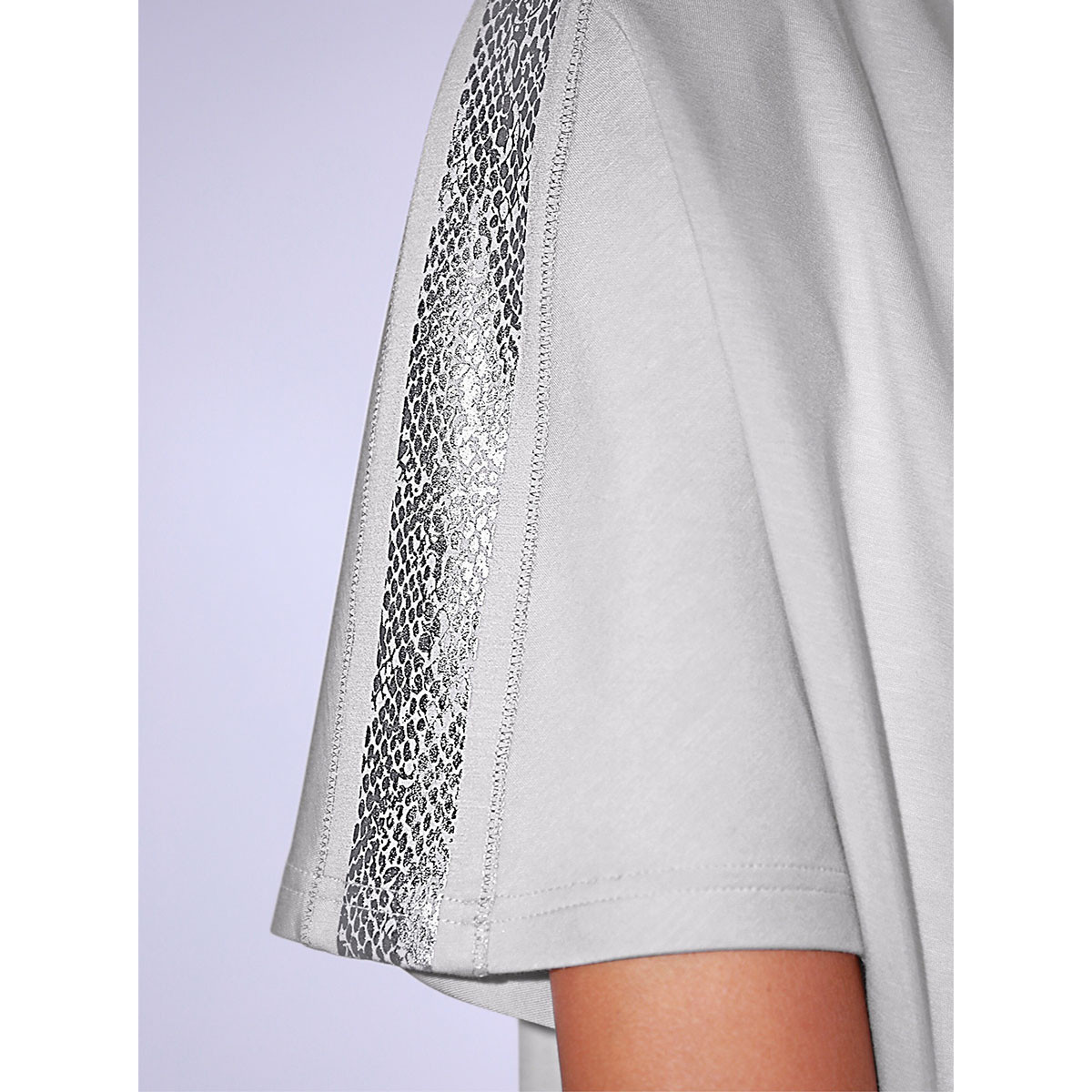 Jersey-Kleid m. Wasserfall-Ausschnitt hellgrau