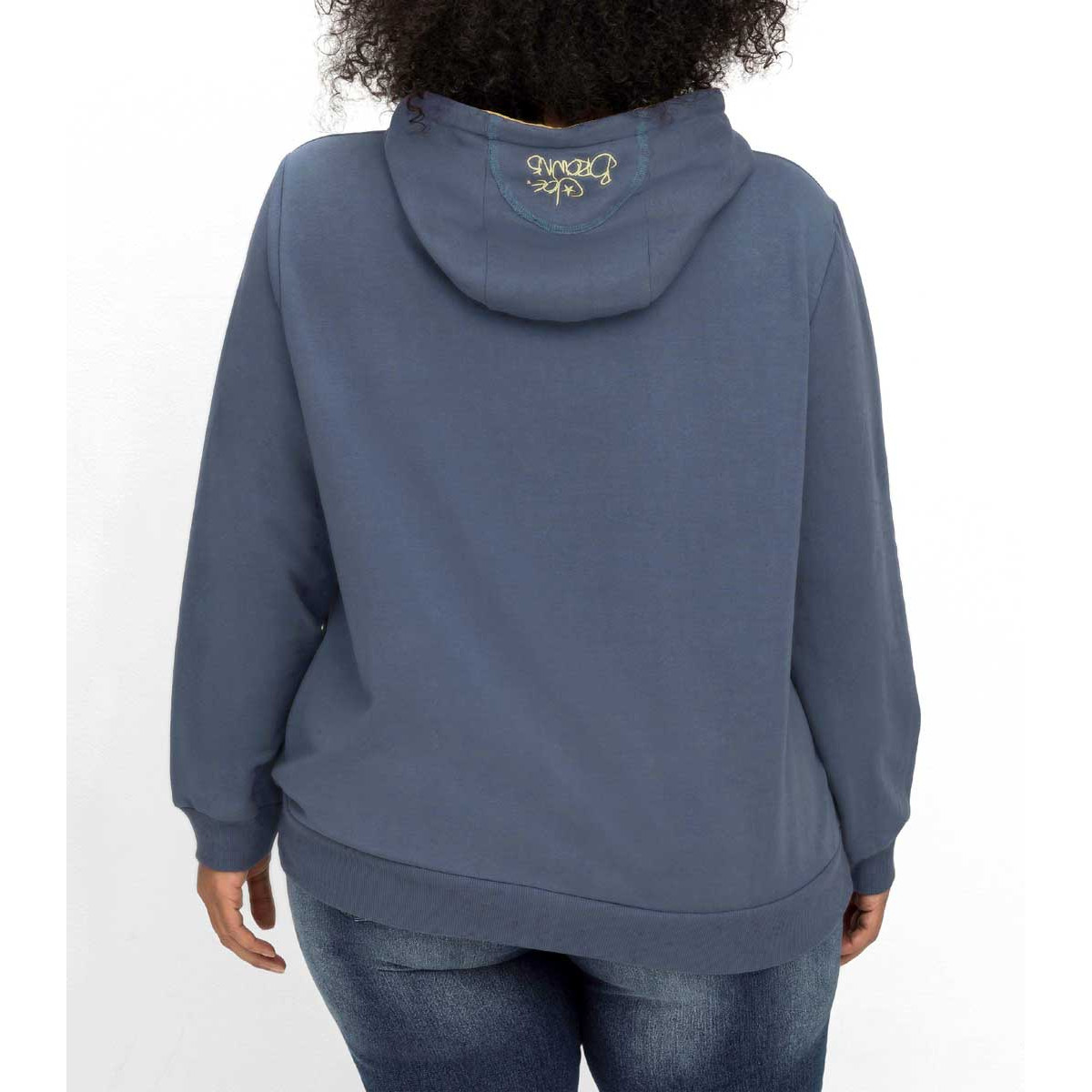 Marken-Hoodie mit floralem Frontdruck indigo