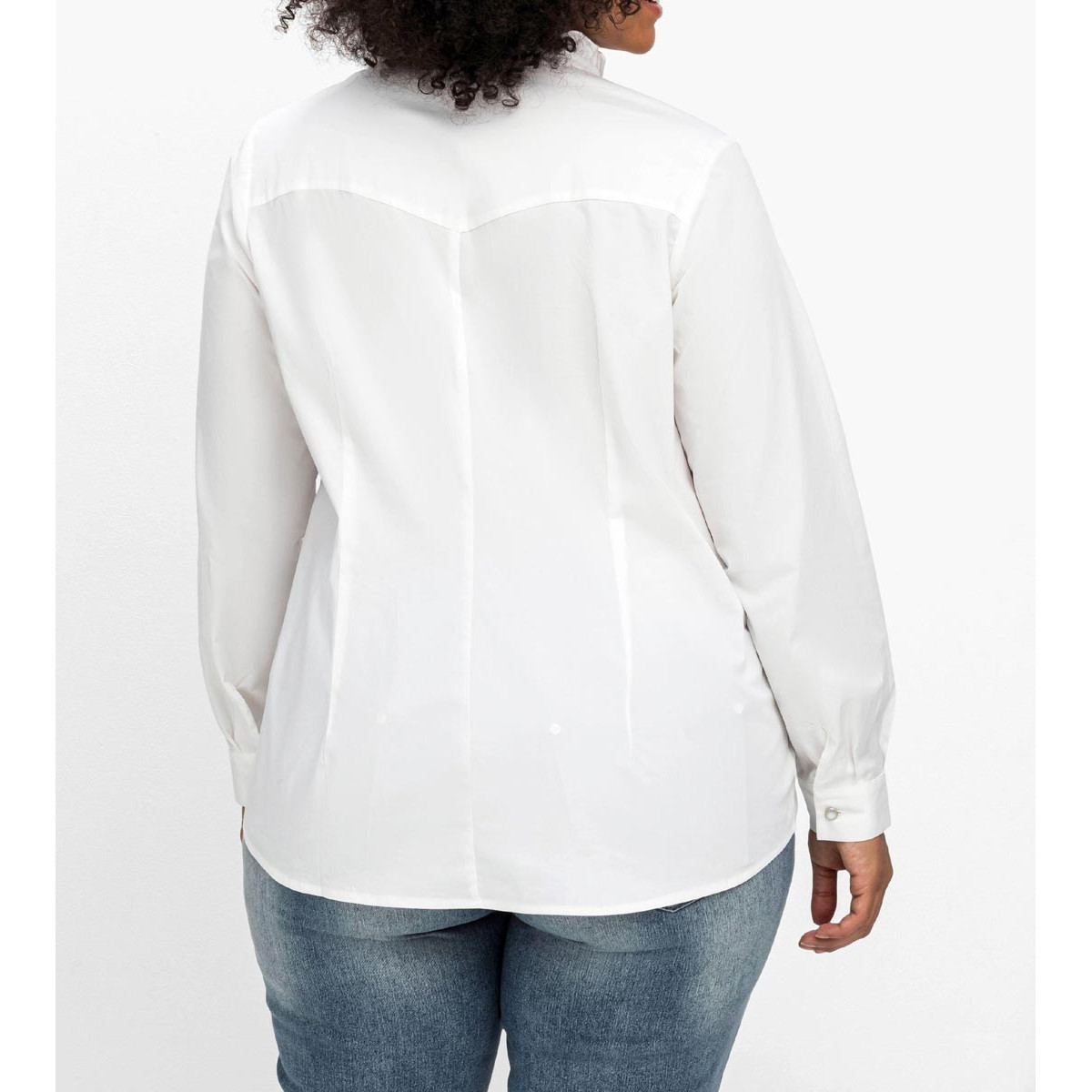 Rüschenbluse m. Stehkragen weiß