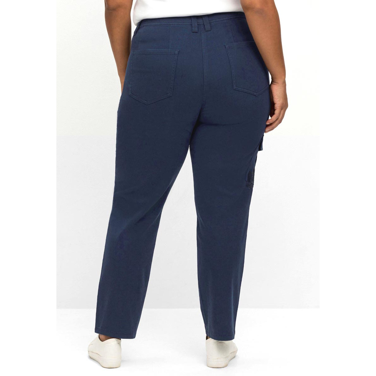 Cargohose mit Blumenstickerei marine