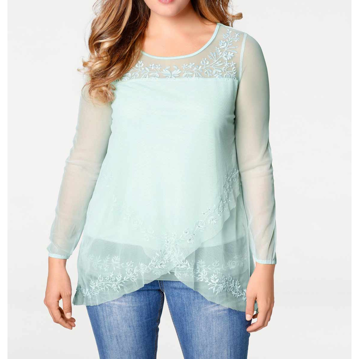 Stickerei-Shirt mint